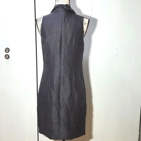 The Limited-  Gray Sheen Sheath Dress Textured lined sleeveless Neutral Sz.6 - Picture 5 of 10